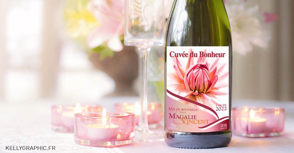 mariage étiquettes bouteilles vin champagne personnalisés kellygraphic