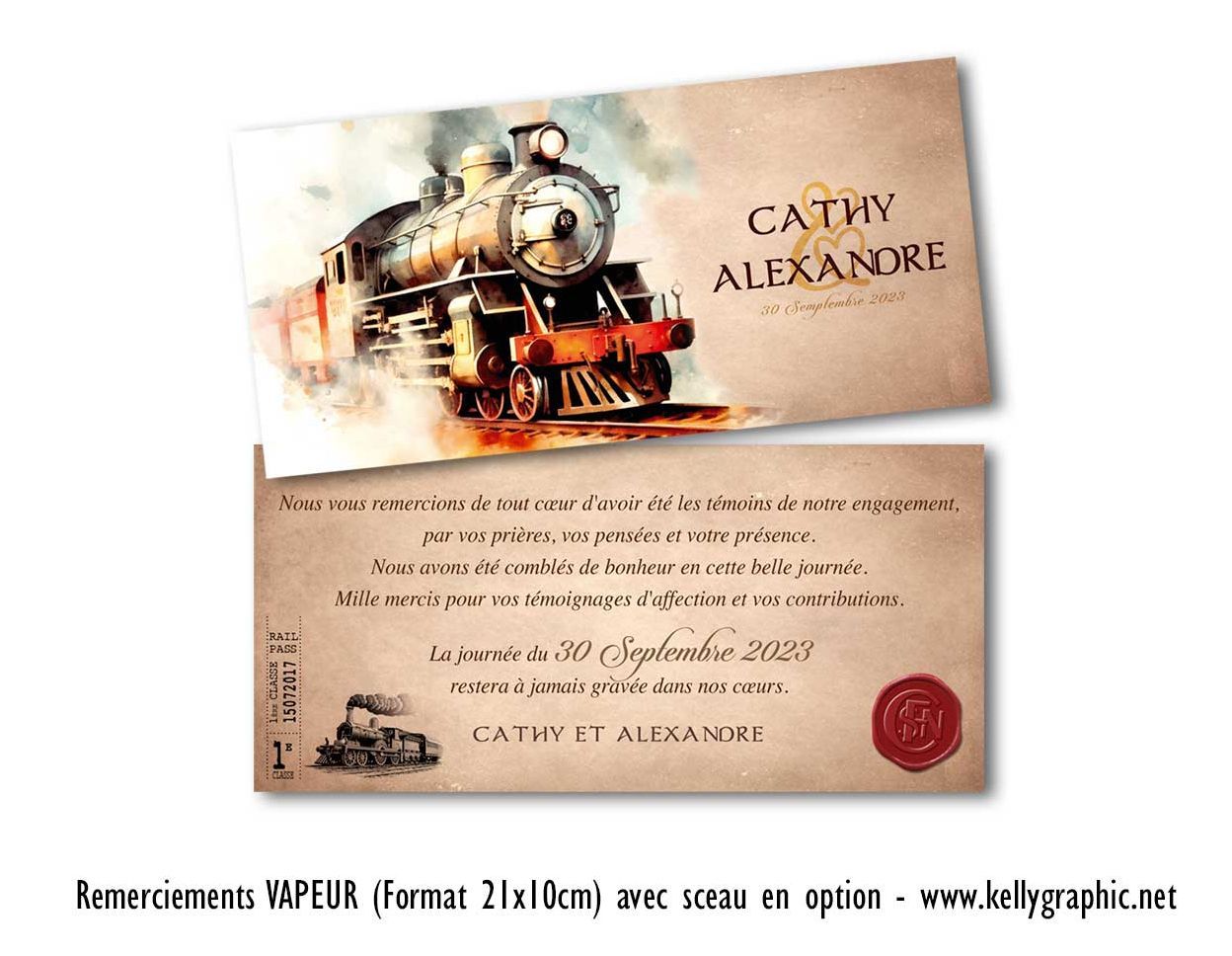 Remerciements mariage vintage train vapeur Remerciements mariage vintage train vapeur