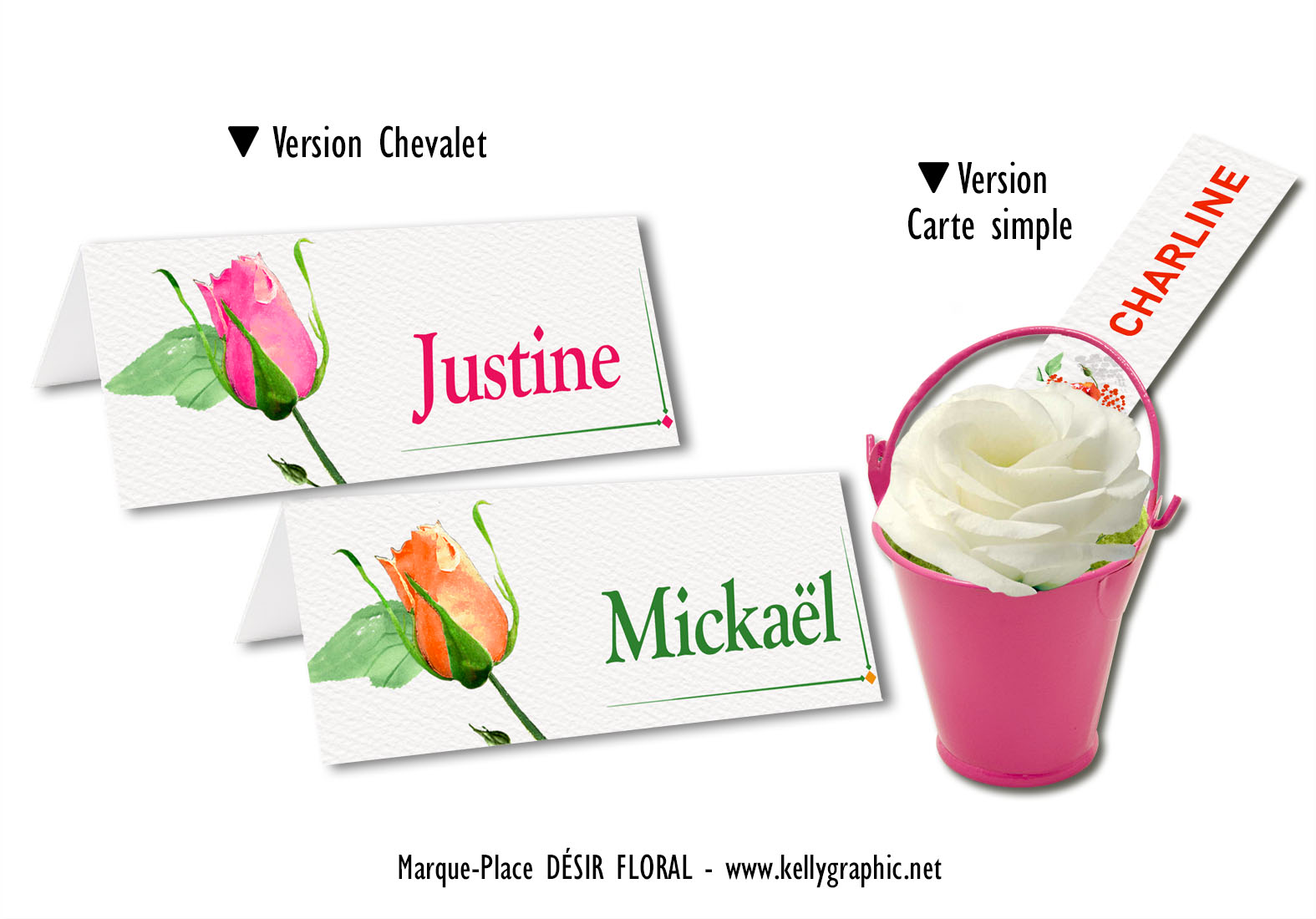 Marque places mariage Rose Aquarelle Marque places mariage Rose Aquarelle