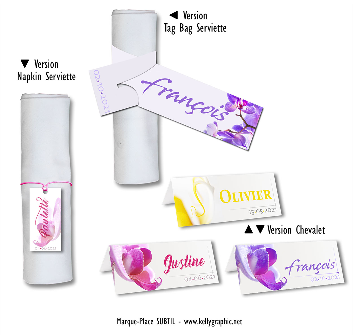 Portes noms mariage Orchidée Marques places mariage Orchidée