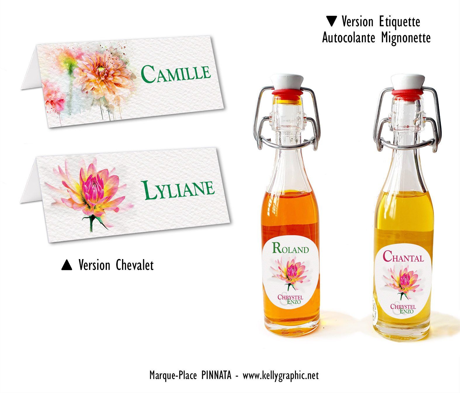 Marques places de Mariage : Pivoine Marques places de Mariage : Pivoine