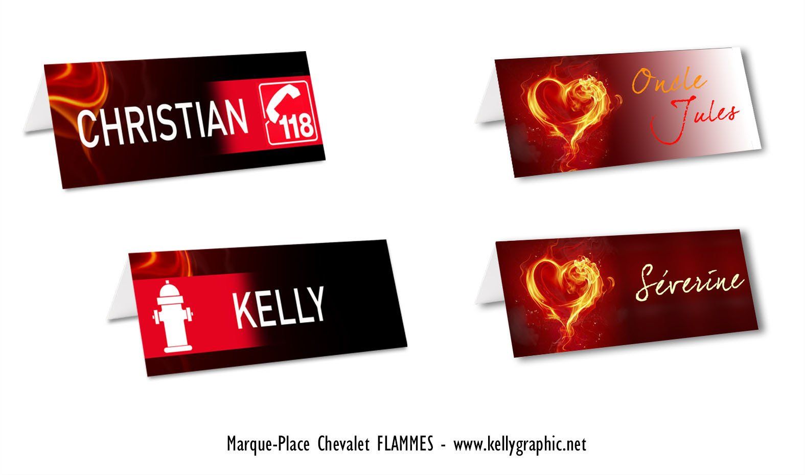 Porte noms Mariage Feu Flammes Marques Places Mariage Feu Flammes