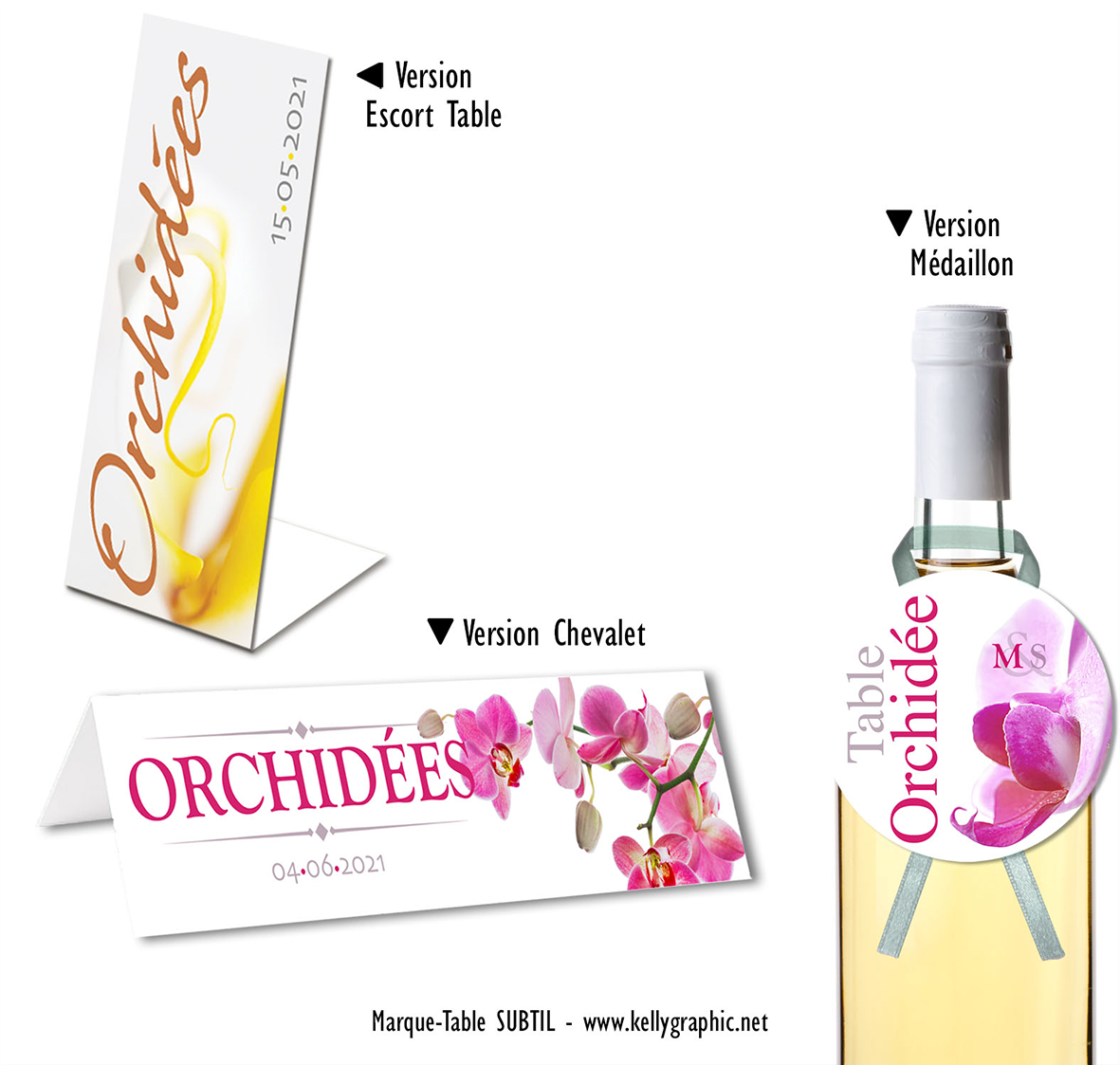 Marques tables mariage Orchidée Marques tables mariage Orchidée