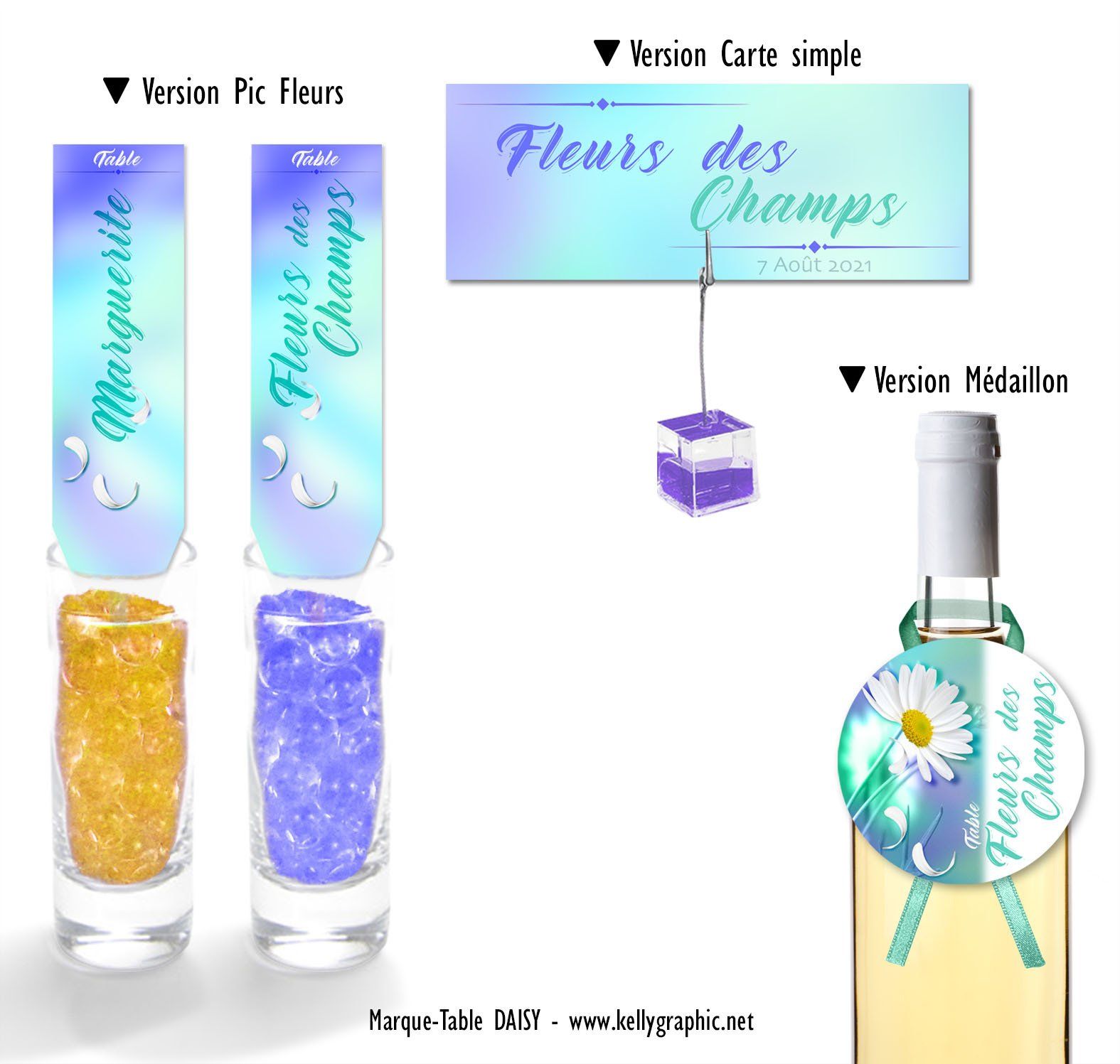 Marques tables Mariage pâquerette Marques tables Mariage pâquerette