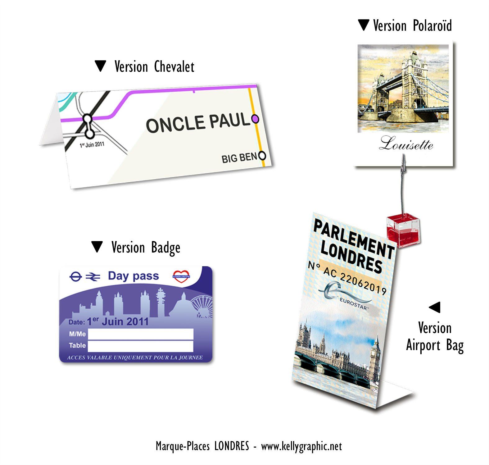 porte noms invités mariage Londres Marques Places mariage sur le thème de Londres