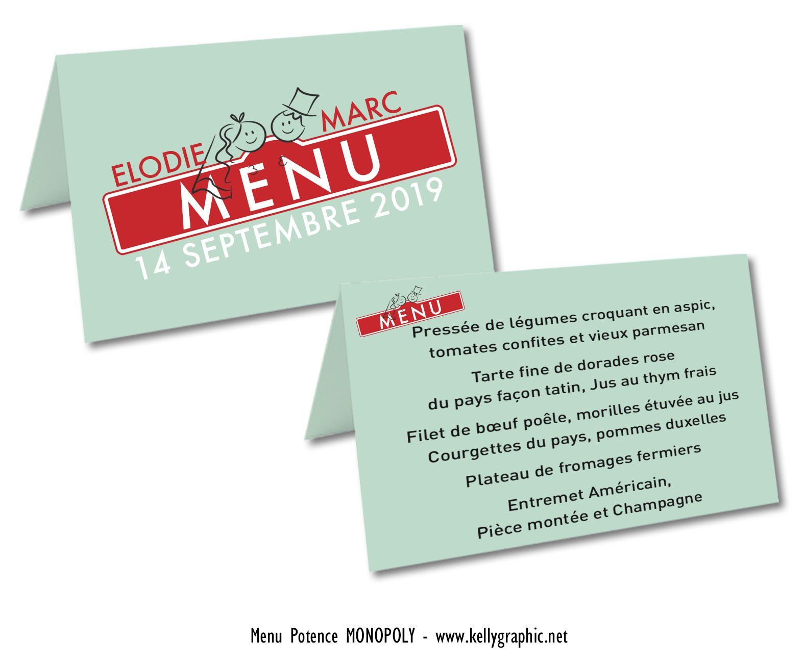 Menu mariage Monopoly Menu mariage Monopoly