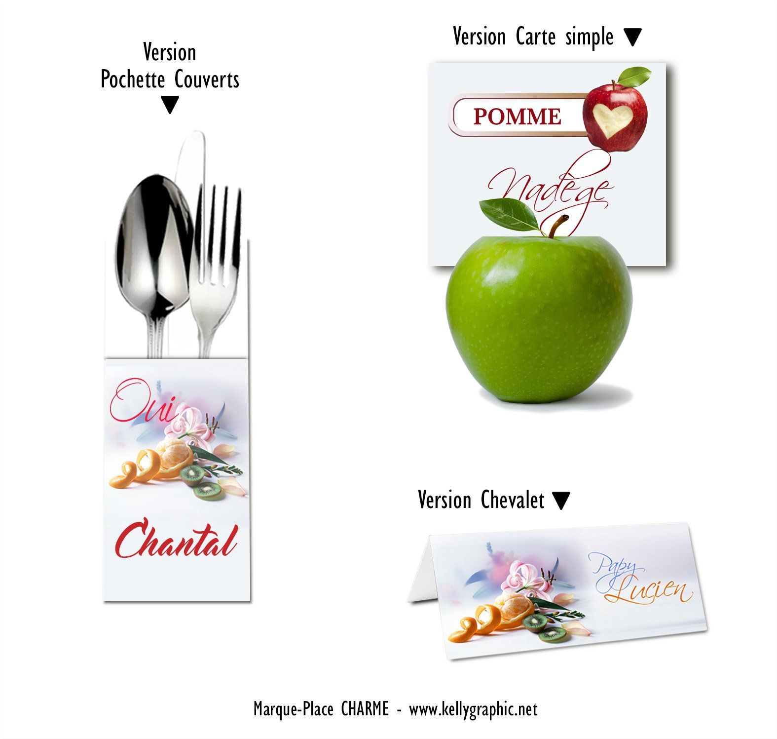 Porte noms Mariage Fruits fleurs Marques place Mariage Fruits fleurs