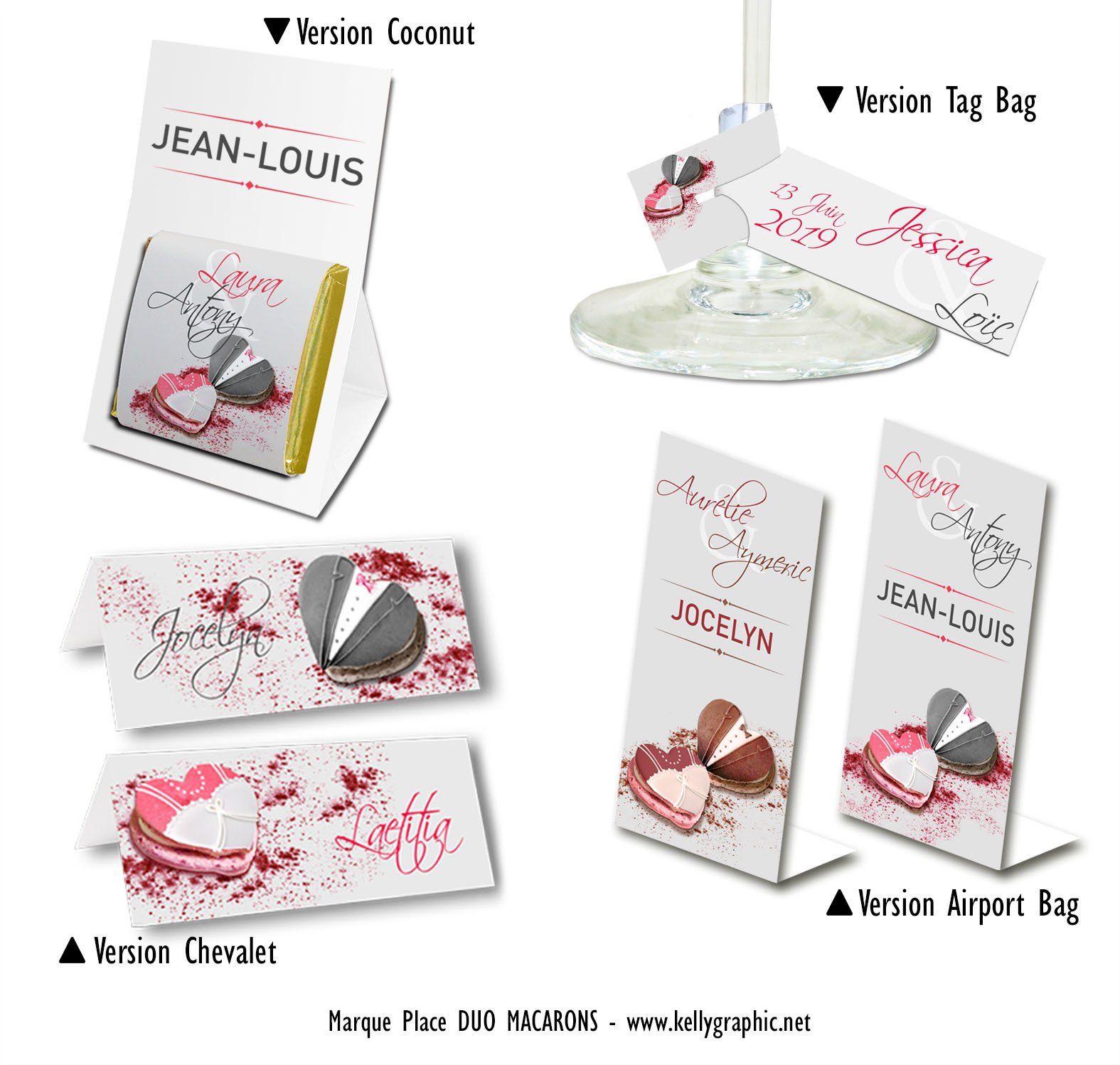 porte noms chocolat Mariage Coeur Macarons marque places Mariage Coeur Macarons
