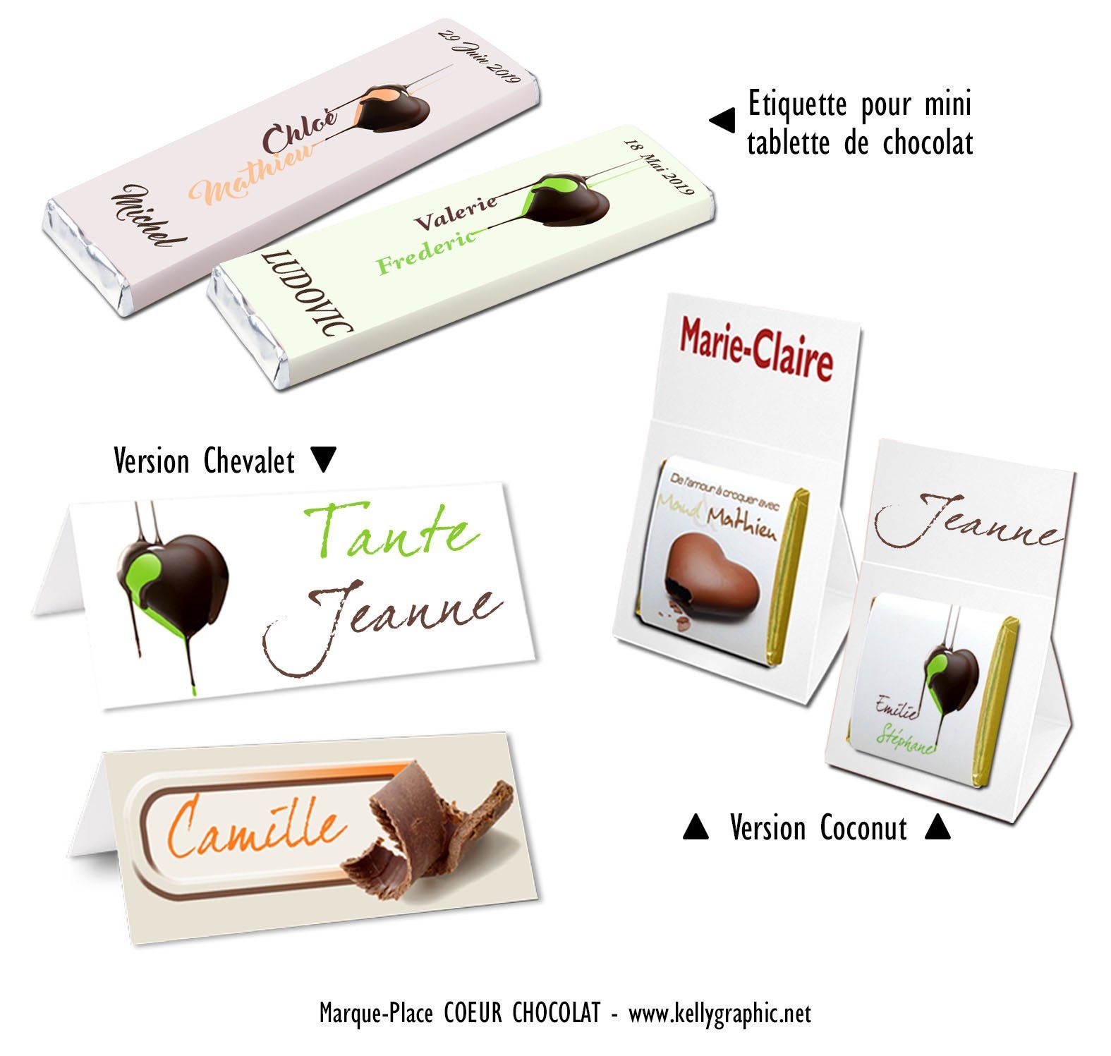 Marques place Mariage Coeur chocolat Marques place Mariage Coeur chocolat