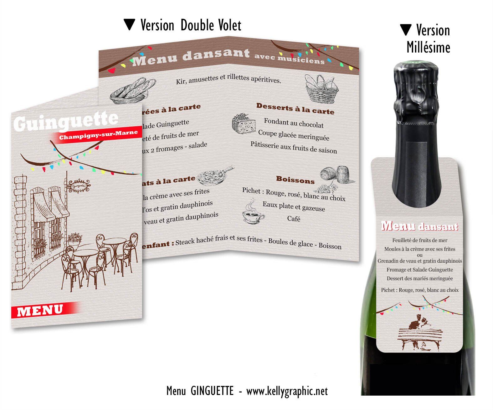 Menus mariage vintage rétro guinguette Menus mariage vintage rétro guinguette