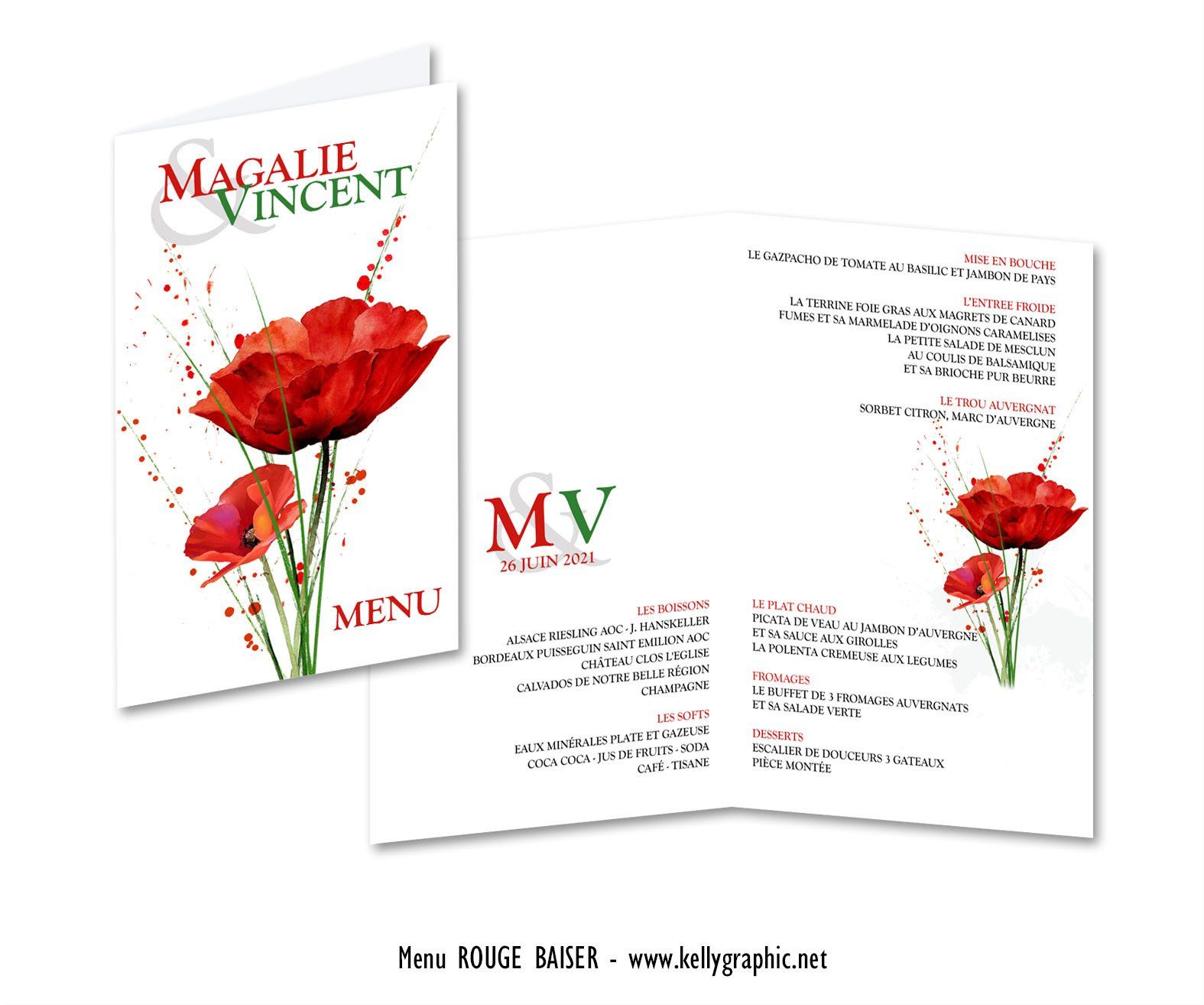 Menus Mariage coquelicots Menus Mariage coquelicots