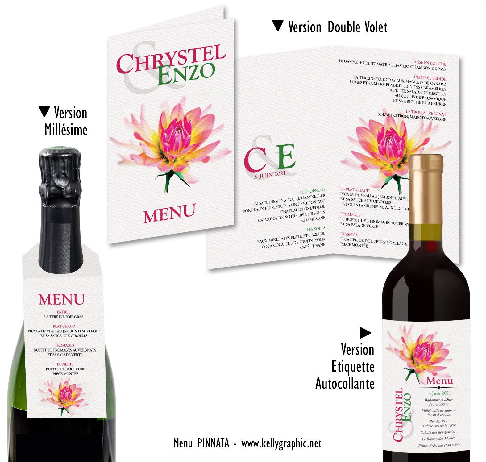 Menus Mariage Pivoine Menus Mariage Pivoine