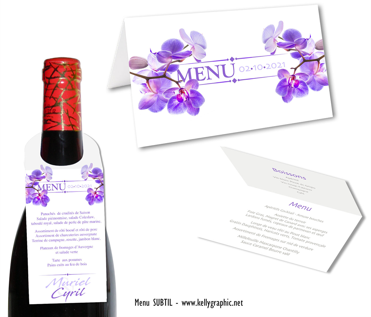 Menus mariage Orchidée Menus mariage Orchidée