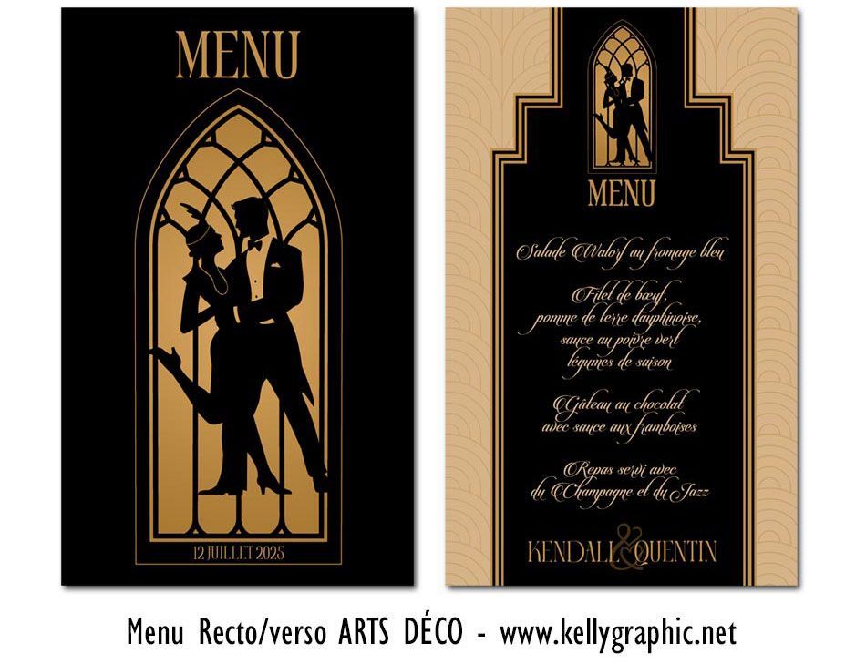 Menus mariage - Art Déco Gatsby Menus mariage - Art Déco Gatsby