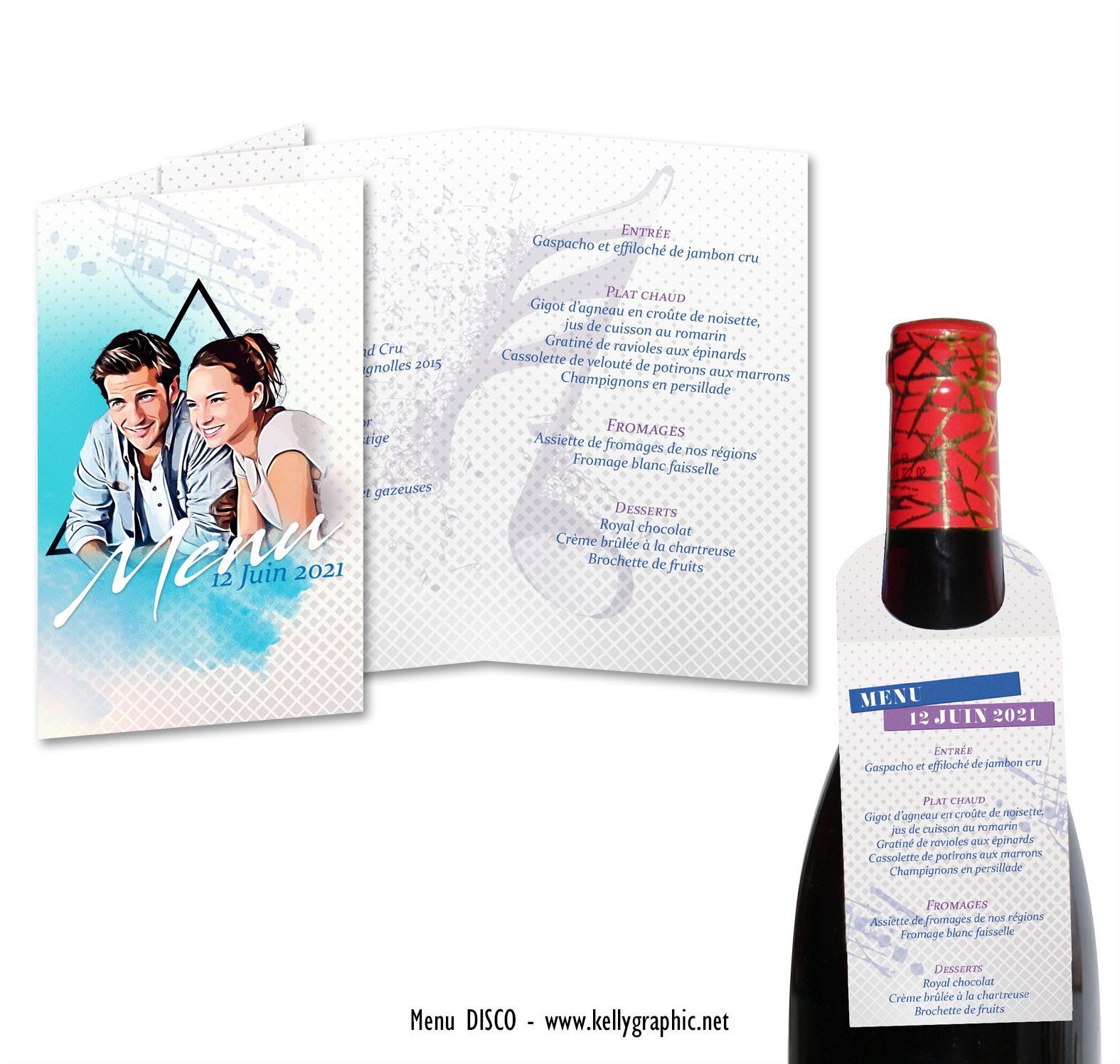Menus Mariage Musique Disco Menus Mariage personnalisé Musique Disco