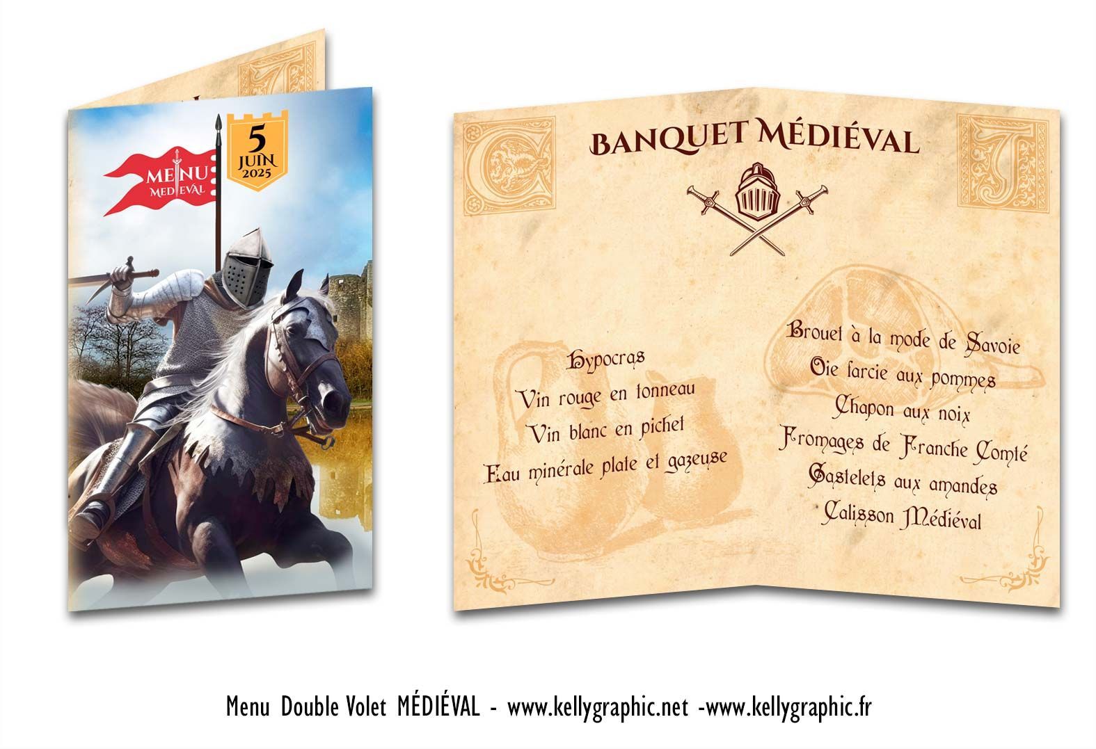 Menus de mariage - Vintage Médiéval Menus de mariage - Vintage Médiéval