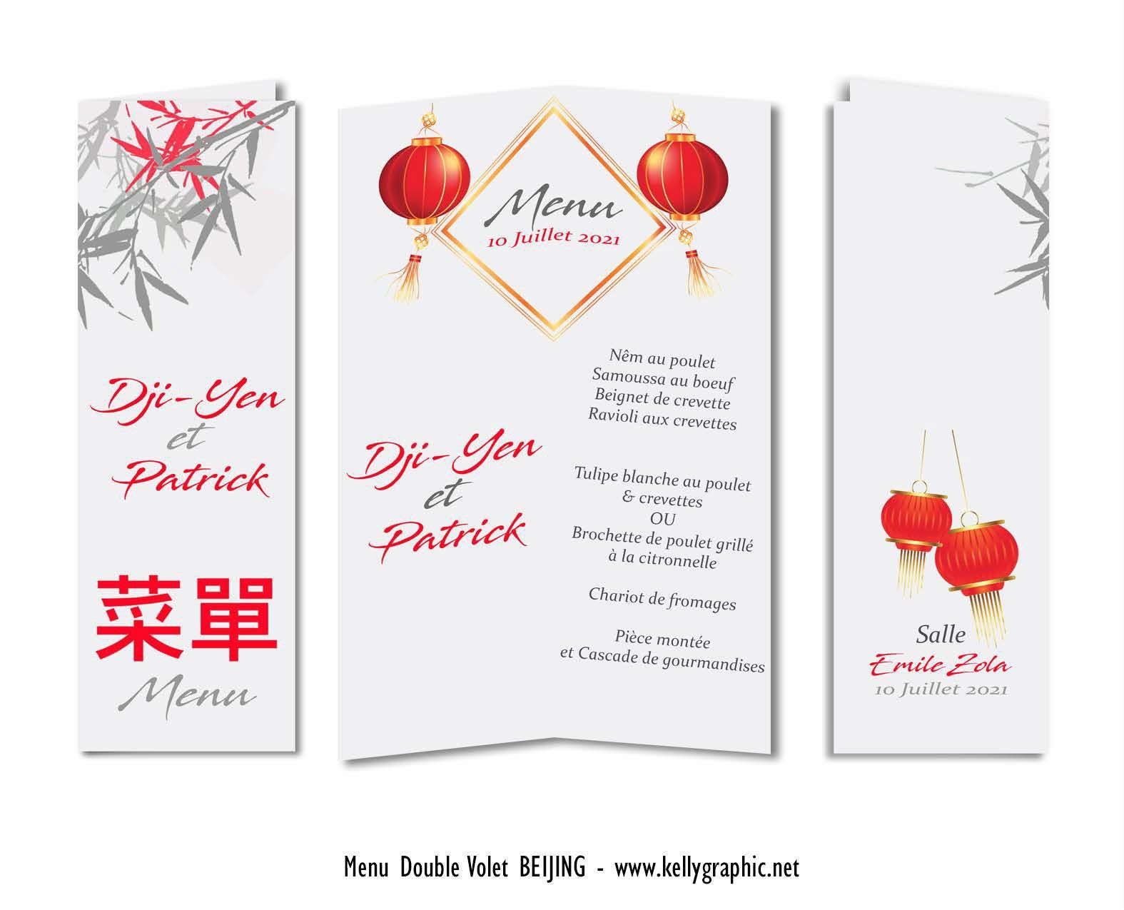 Menus mariage Asiatique Orient - Beijing Menus mariage Asiatique Orient - Beijing
