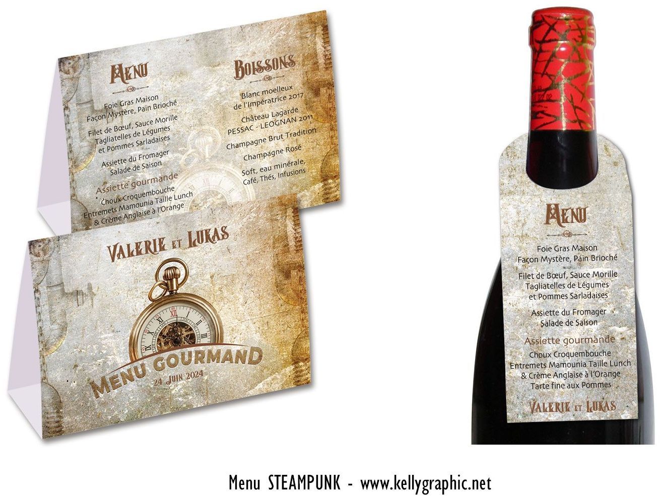 Menus Mariage Steampunk Menus Mariage Steampunk