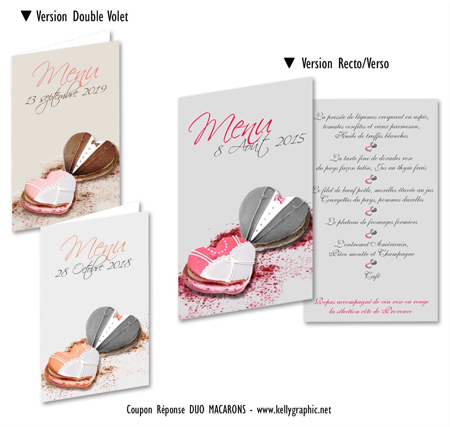 Menus Mariage, Coeur Macarons Menus Mariage, Coeur Macarons