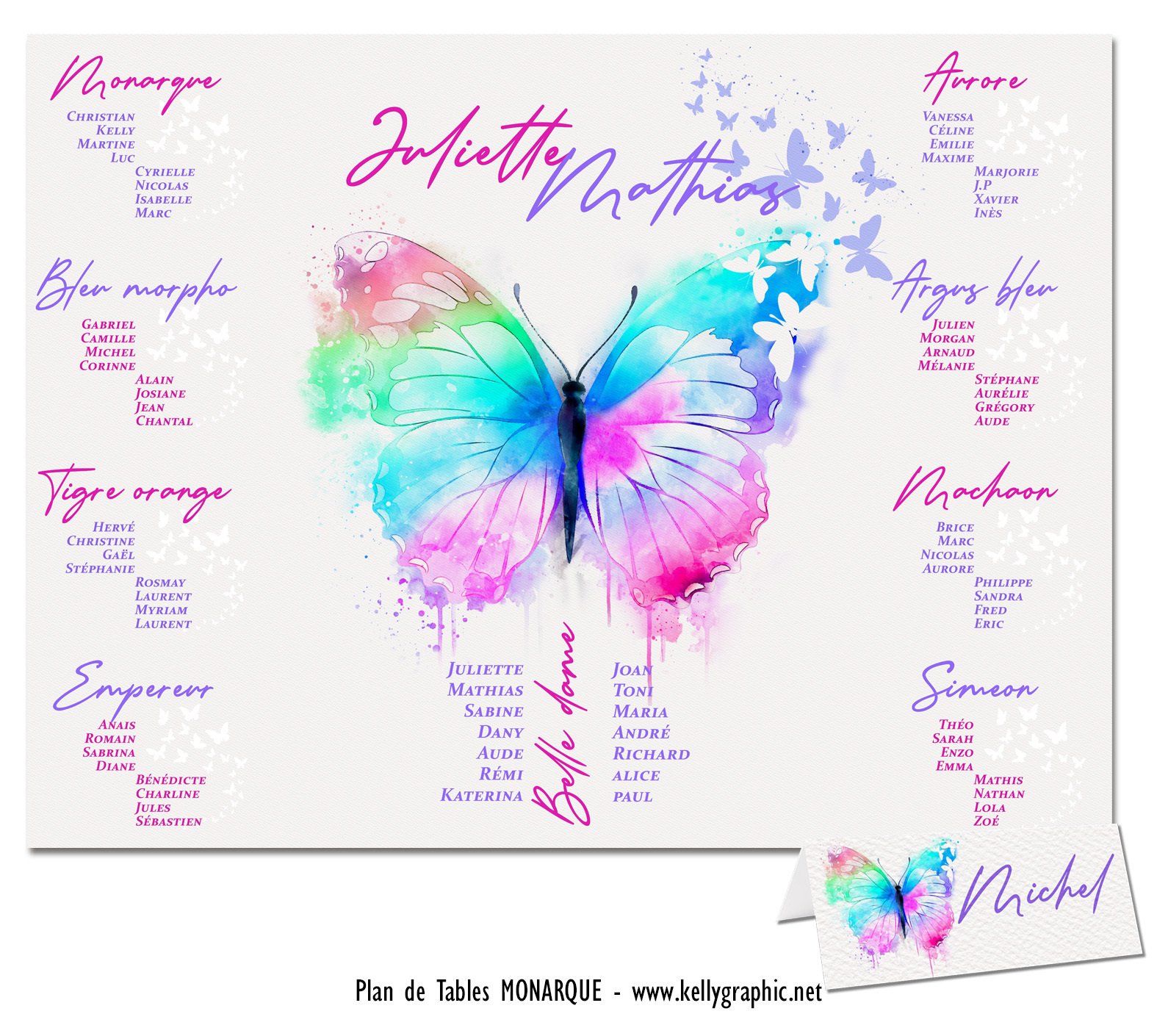 Plan de Table Mariage Papillon