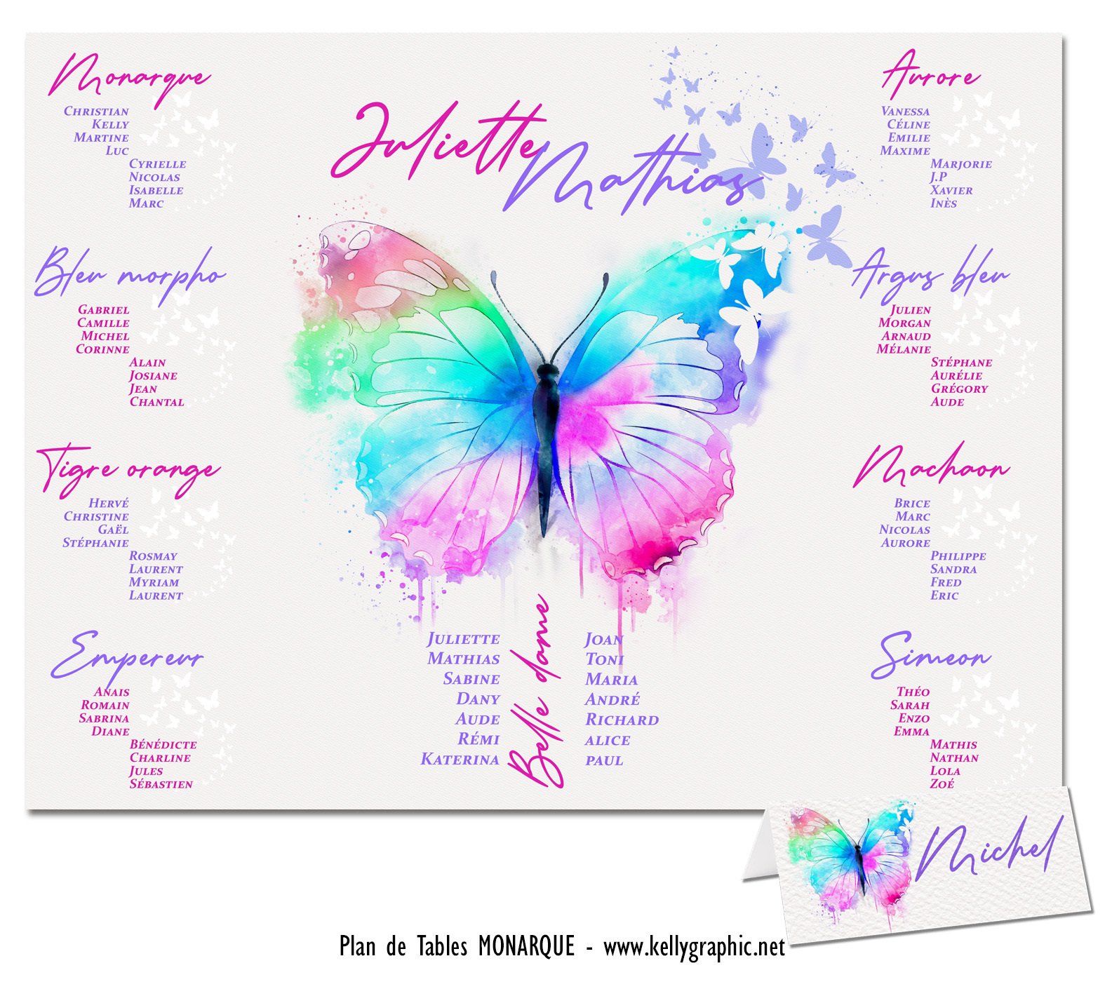 Plan de Table Mariage Papillon Plan de Table Mariage Papillon