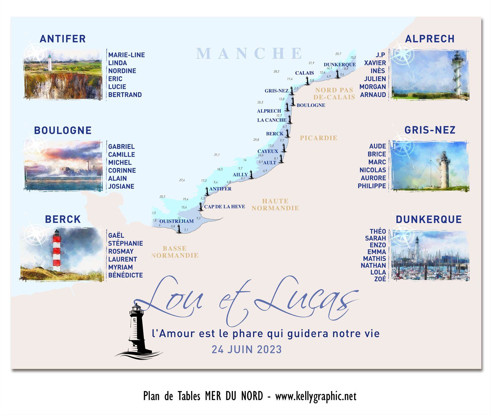 Plan de Table Mariage France - Phares Manche Plan de Table Mariage France - Phares Manche