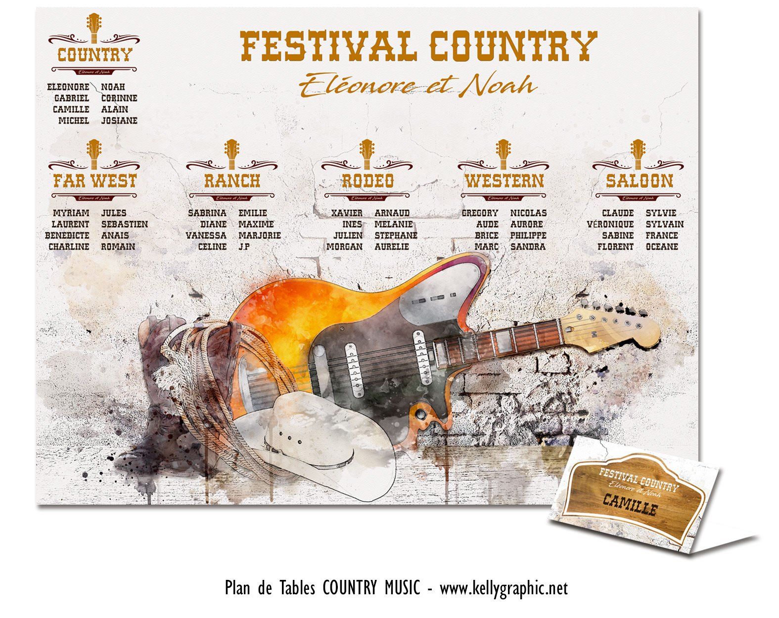 Plan de Table Mariage musique Country Plan de Table Mariage musique Country