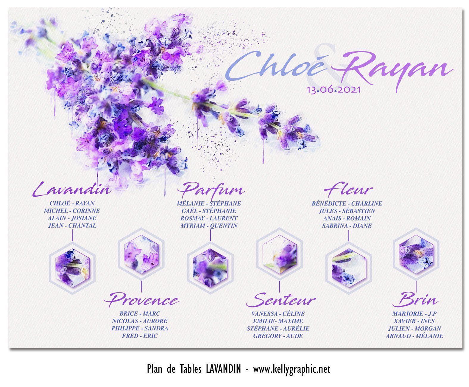 Plan de Table Mariage Lavande Plan de Table Mariage Lavande