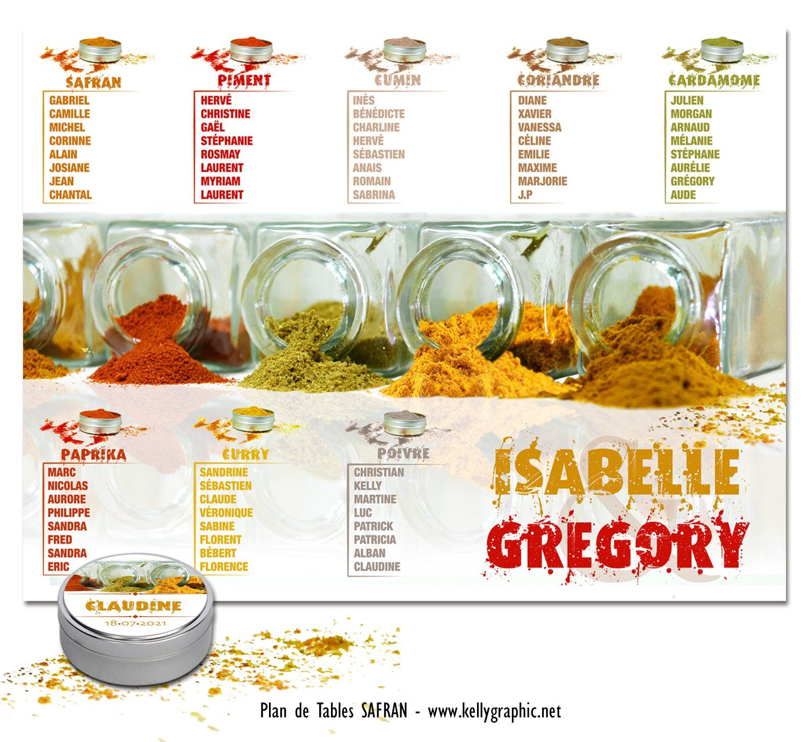 Plan de table mariage Epices safran Plan de table mariage safran