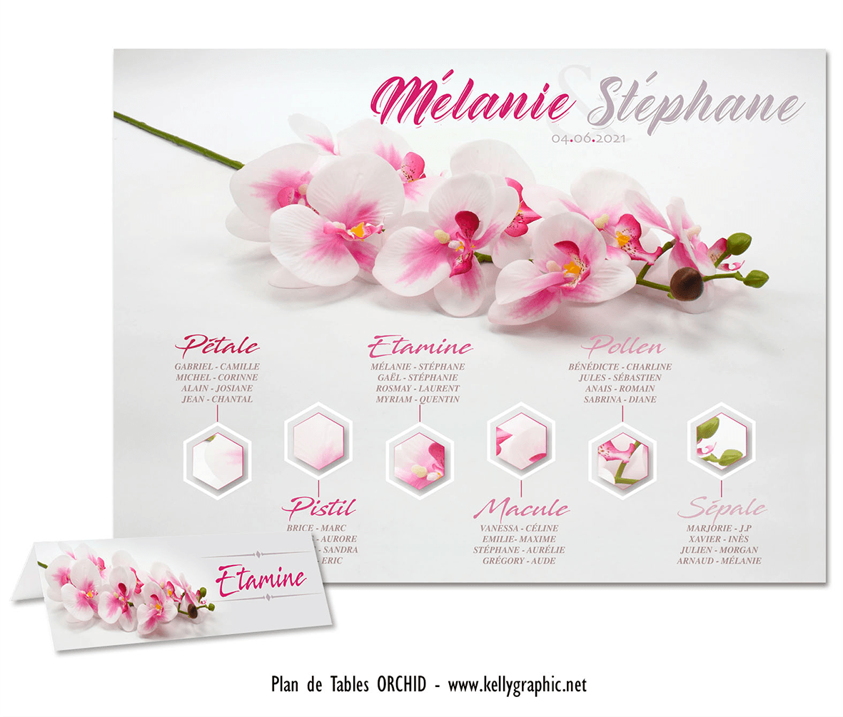 Plan de Tables mariage Orchidée Plan de Tables mariage Orchidée