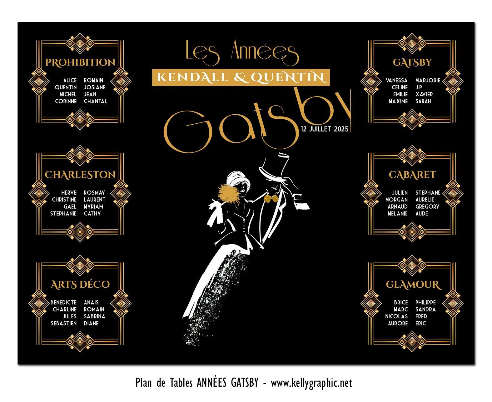 Marque place mariage - Art Déco Gatsby Marque place mariage - Art Déco Gatsby