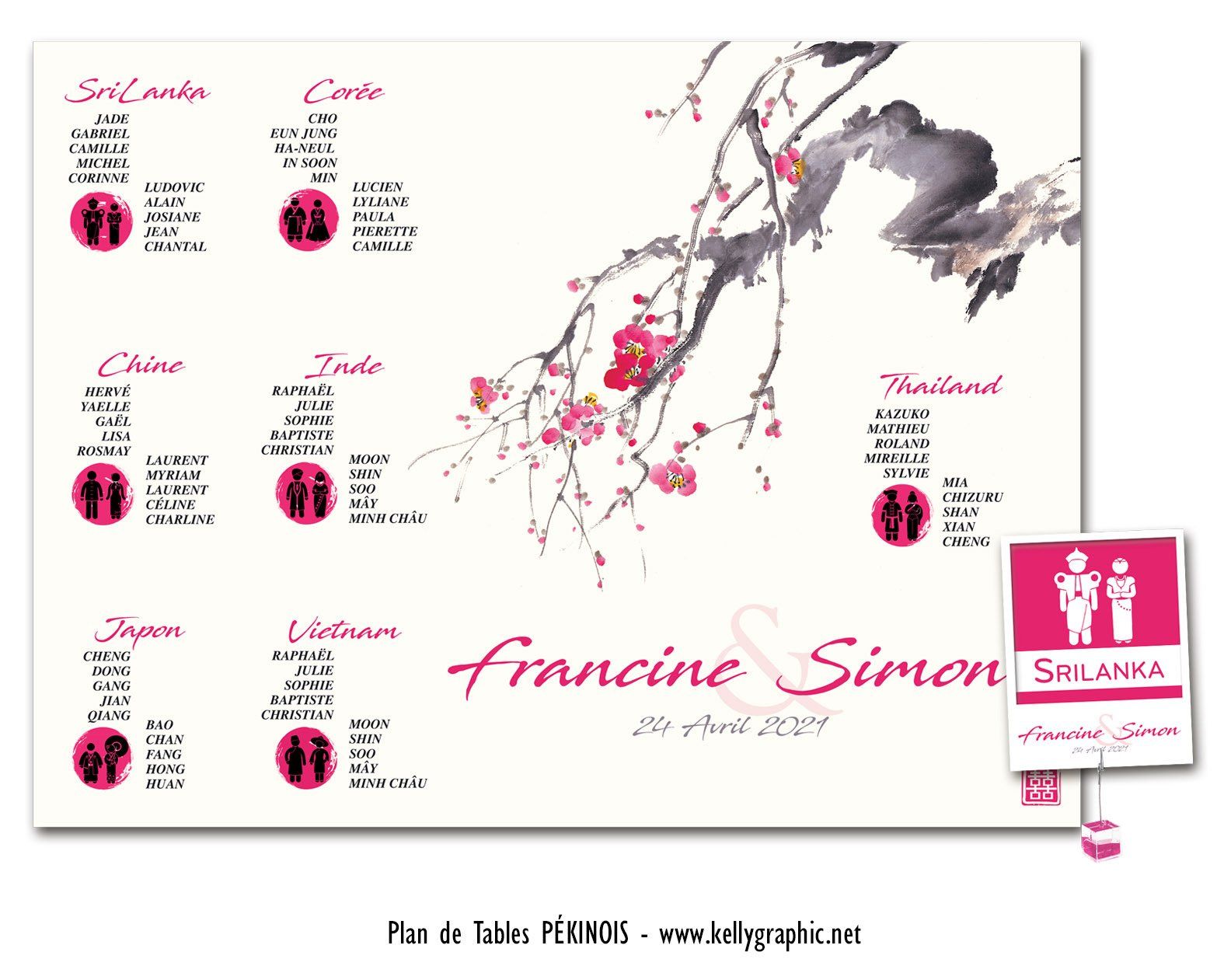 Plan de Tables mariage : Orient Asiatique Plan de Tables mariage : Orient Asiatique