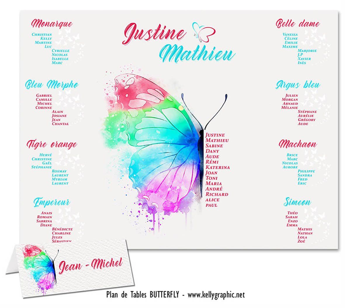 Plan de Table Mariage Papillon Plan de Table Mariage Papillon