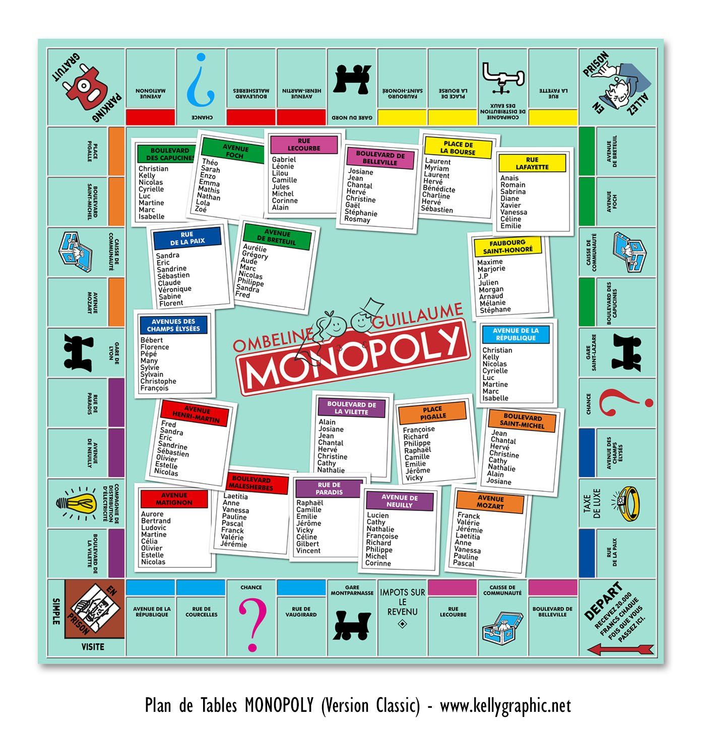 Plan de Tables Mariage Monopoly Plan de Tables Mariage Monopoly