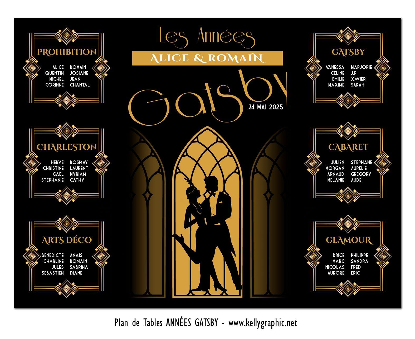 Marque tables mariage - Art Déco Gatsby Marque tables mariage - Art Déco Gatsby