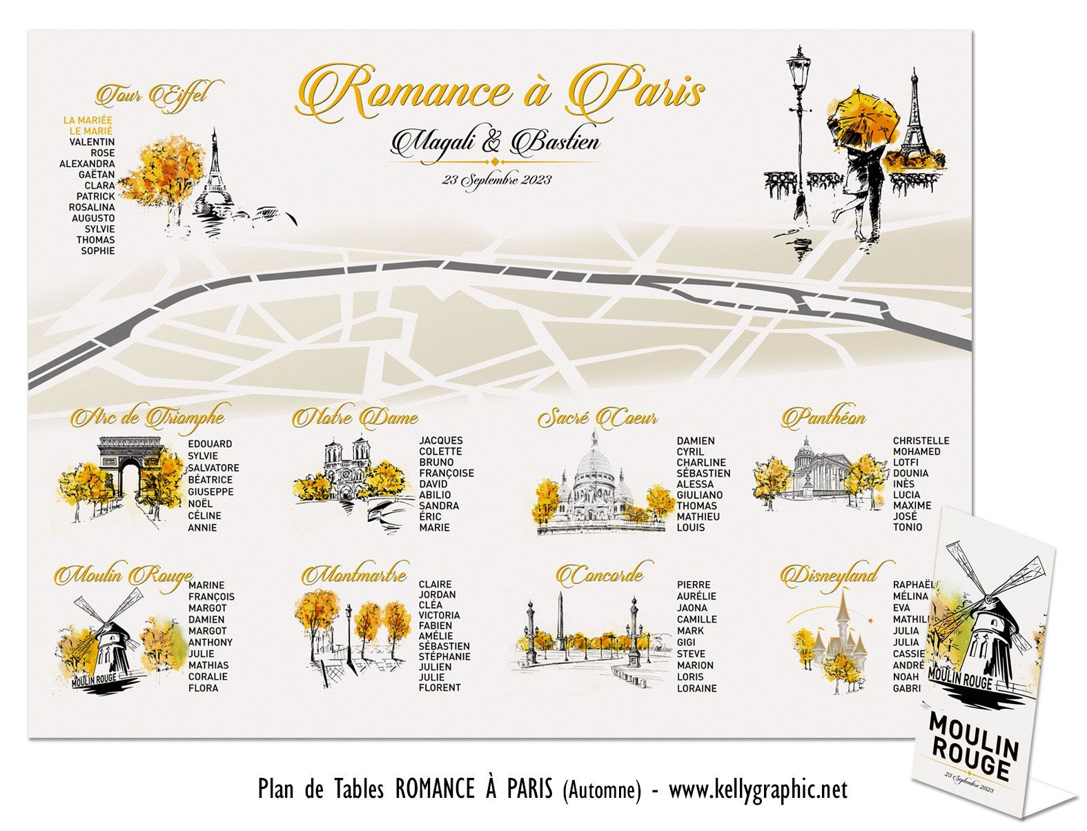 Plan de Table Mariage Paris Jaune Automne Plan de Table Mariage Paris Jaune Automne