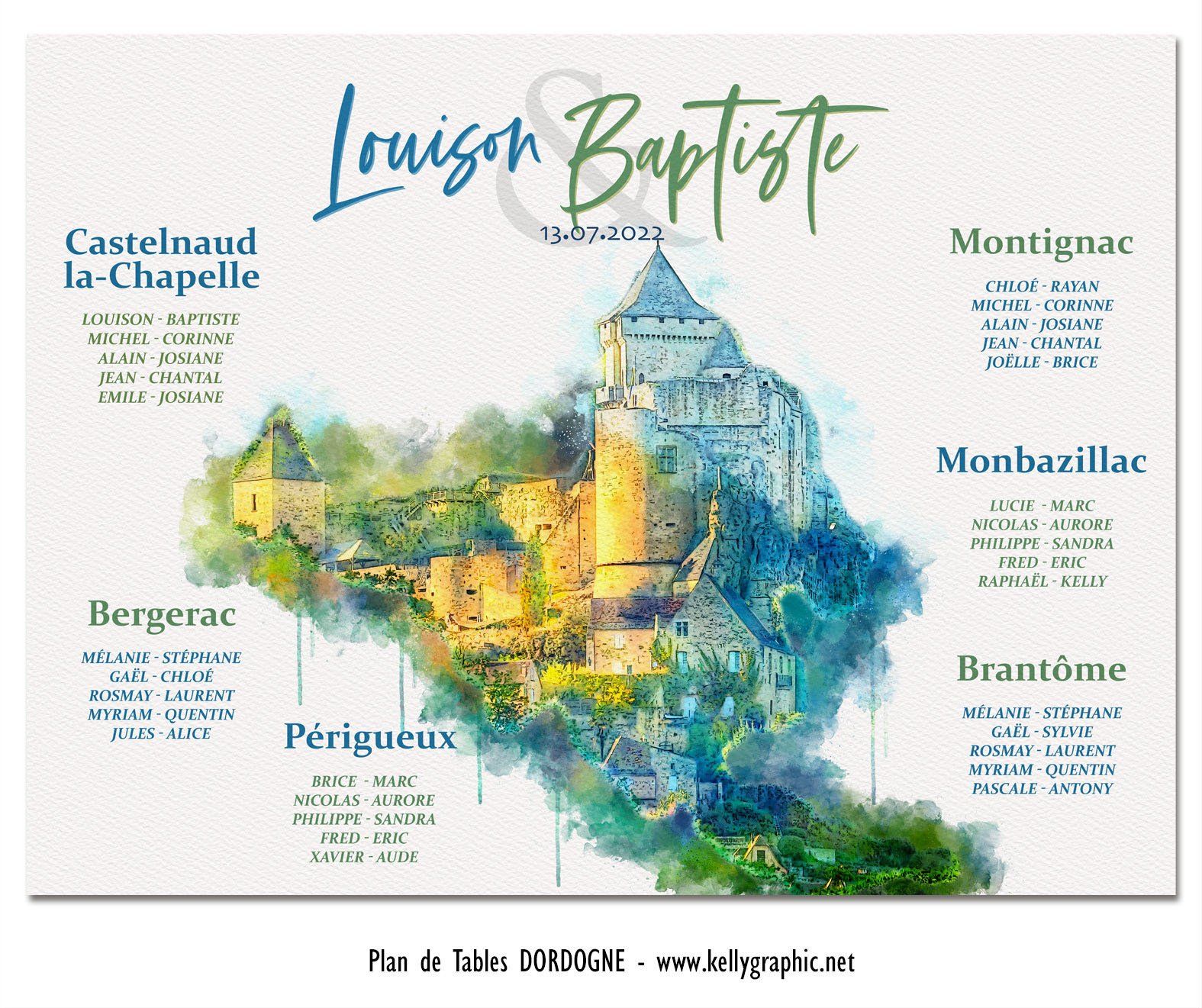 Plan de Table Mariage château Dordogne Plan de Table Mariage château Dordogne