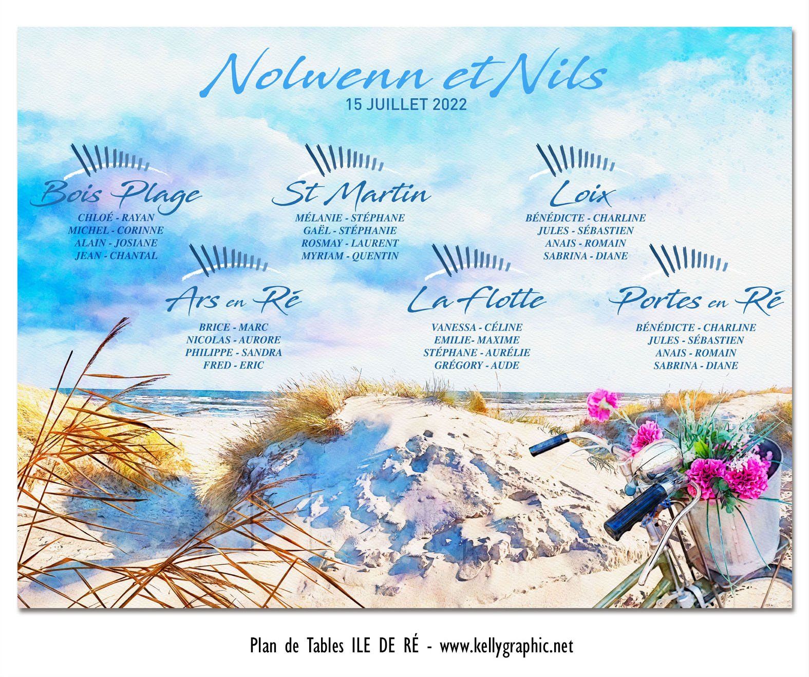 Plan de Table Mariage, France Ile de Ré Plan de Table Mariage, France Ile de Ré