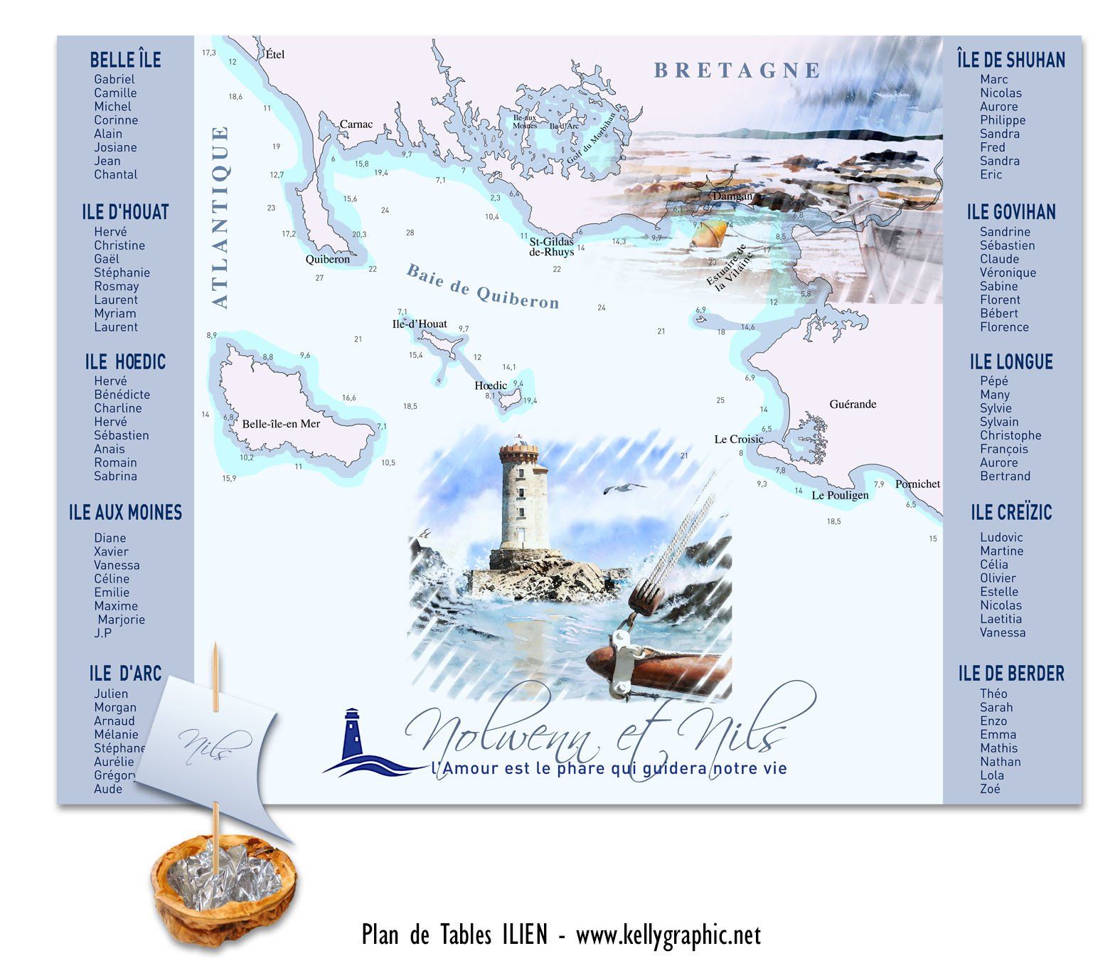 plan de table mariage voyage iles de Bretagne plan de table mariage voyage iles de Bretagne
