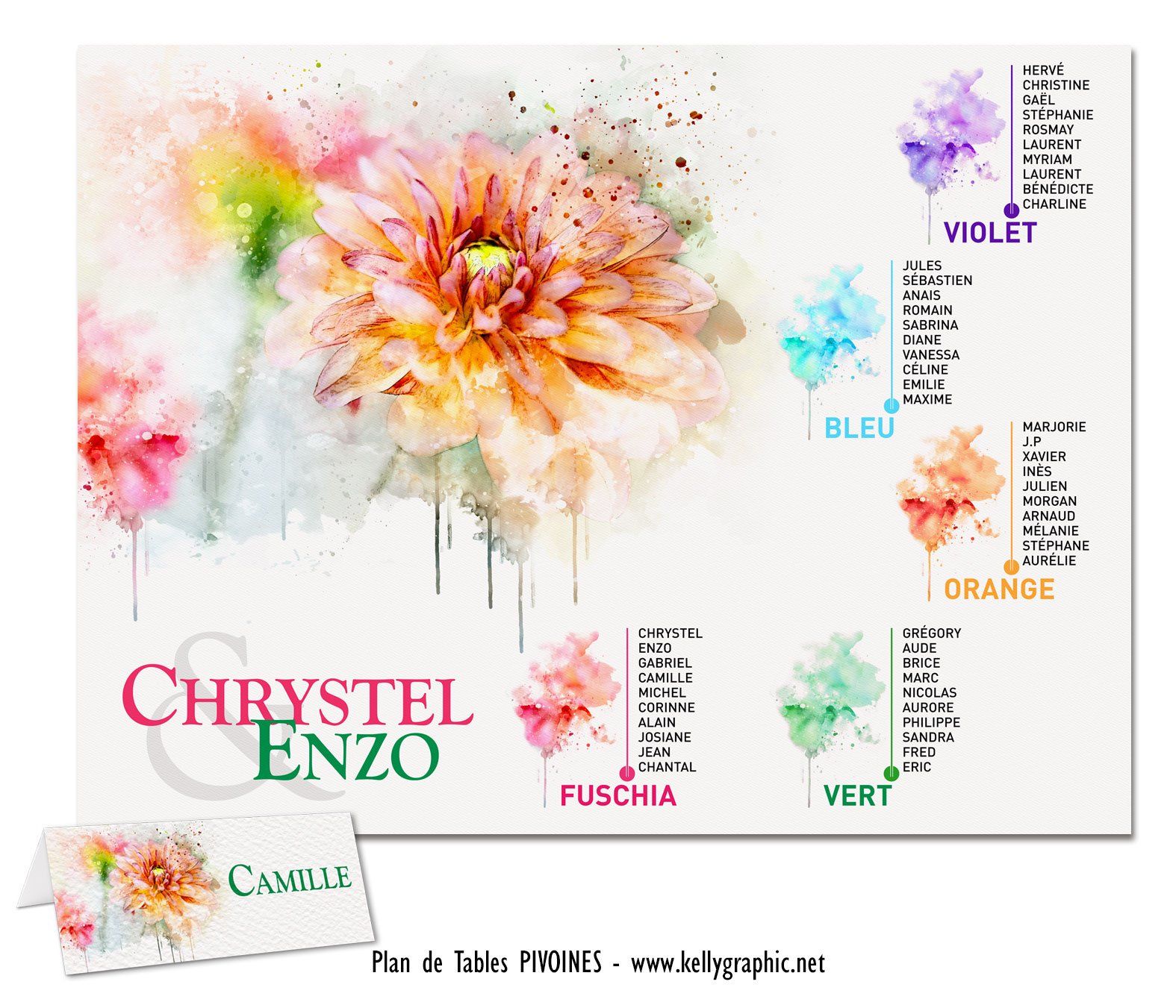 Plan de Table Mariage Fleur pivoines Plan de Table Mariage Fleur pivoines