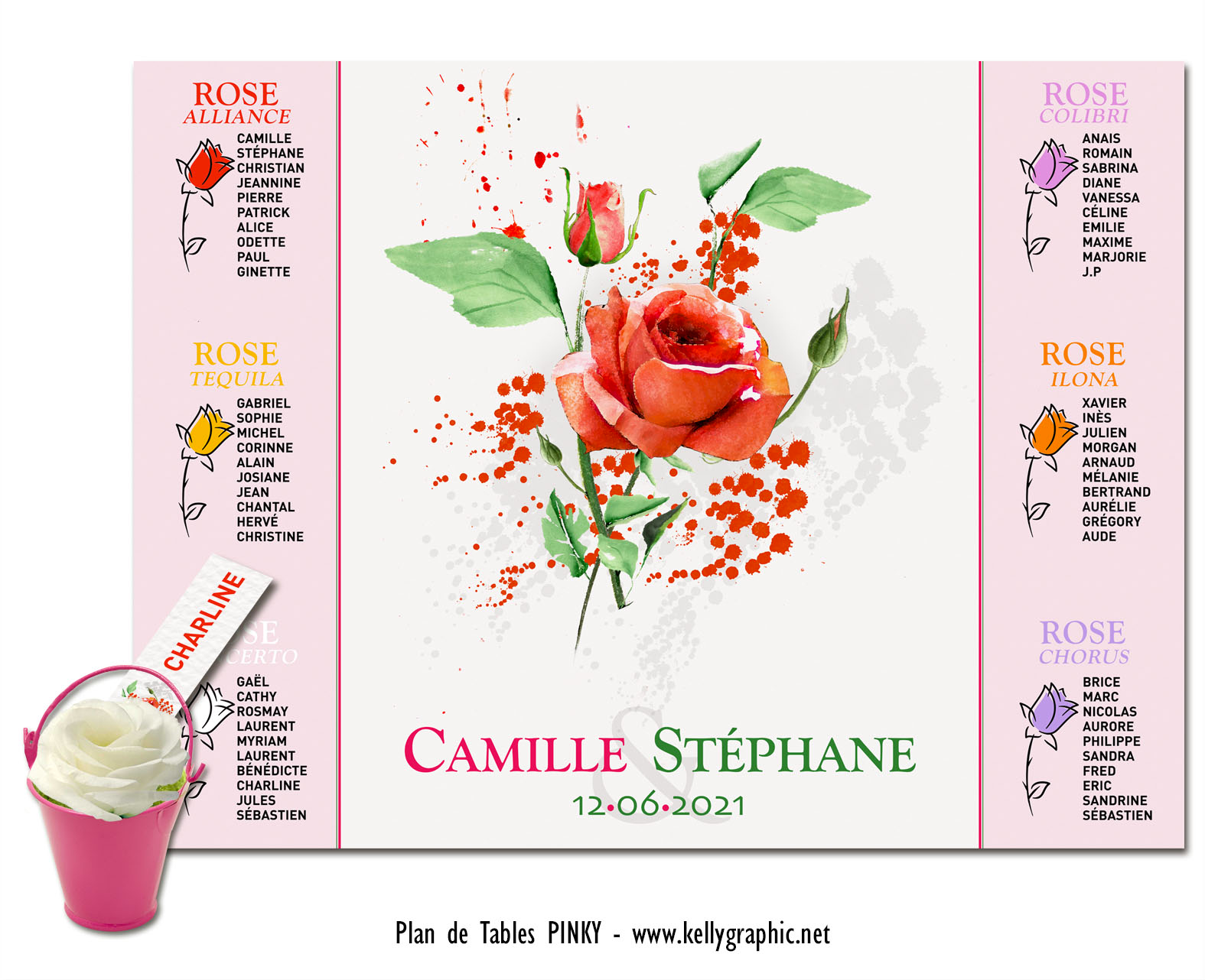 Plan de Tables mariage : Rose Aquarelle Plan de Tables mariage : Rose Aquarelle