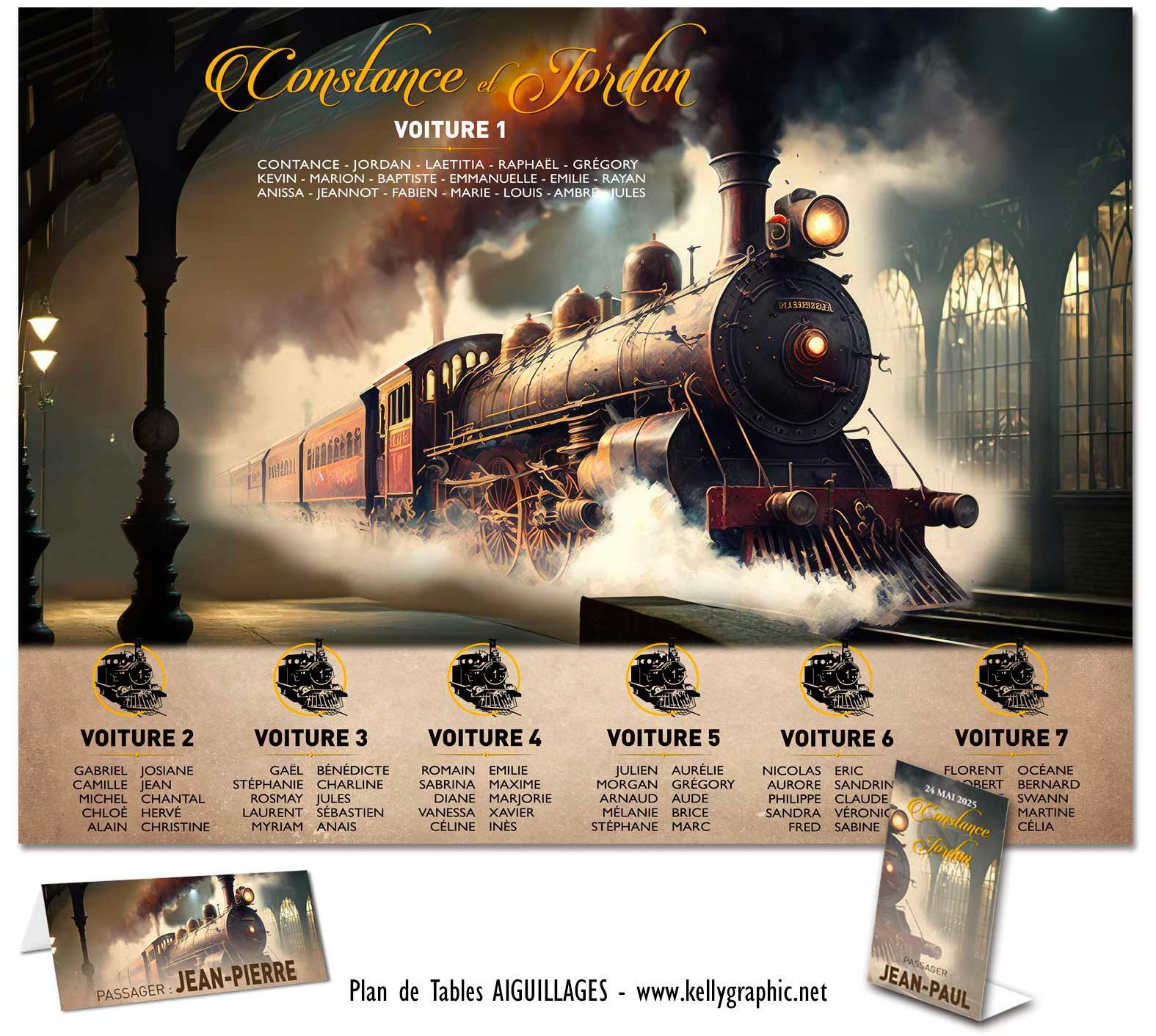 Plan de Table Mariage Vintage - Ancien Train Vapeur Plan de Table Mariage Vintage - Ancien Train Vapeur