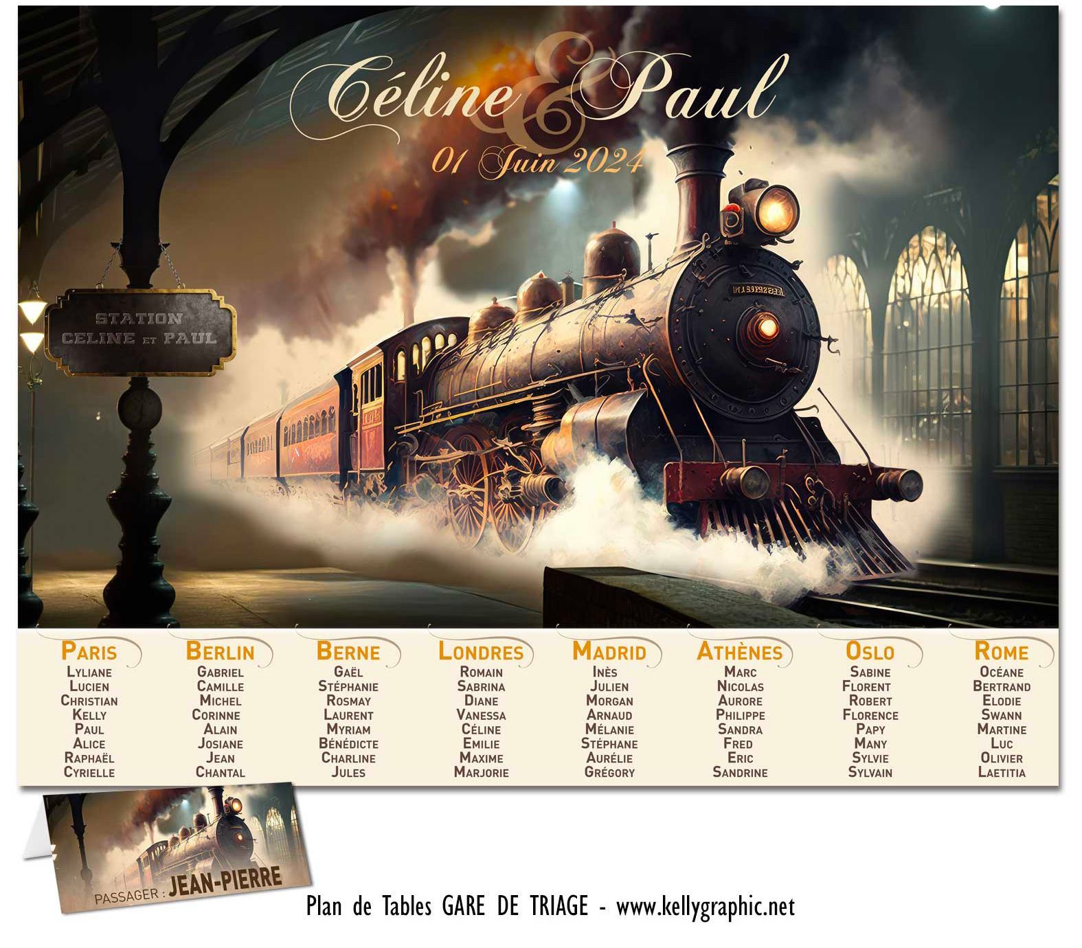 Plan de Table Mariage Vintage - Ancien Train Vapeur Plan de Table Mariage Vintage - Ancien Train Vapeur