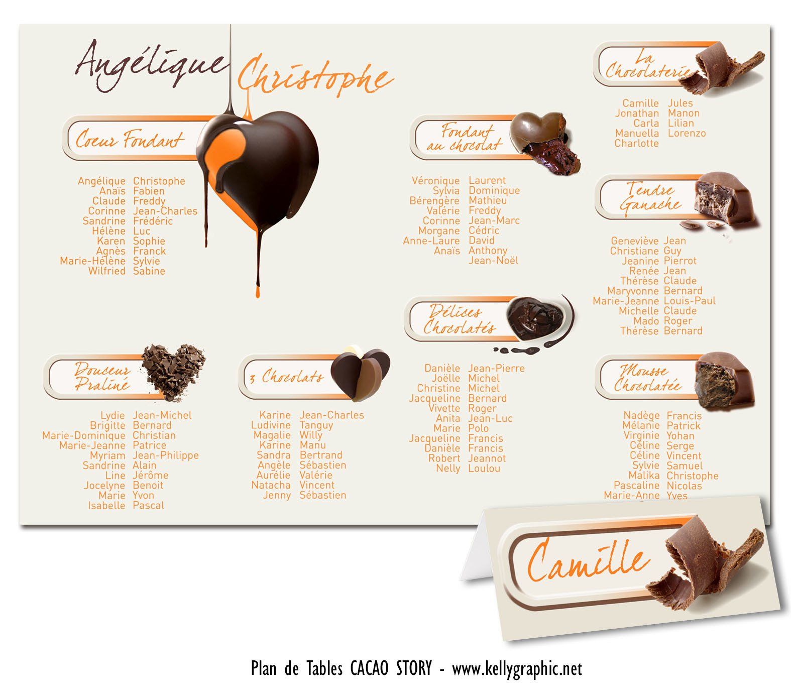 Plan de tables mariage coeur chocolat Plan de tables mariage coeur chocolat
