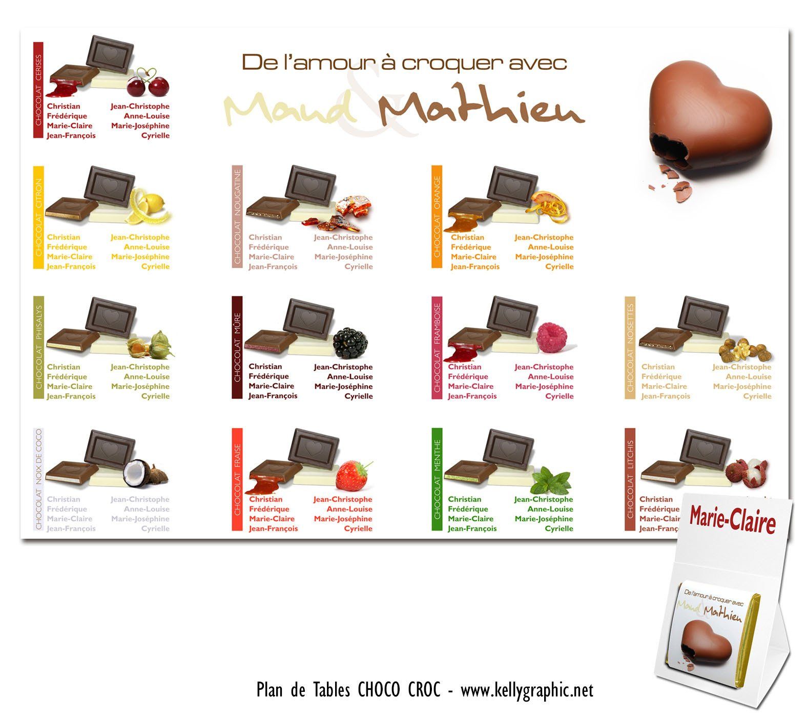 Plan de tables mariage chocolat