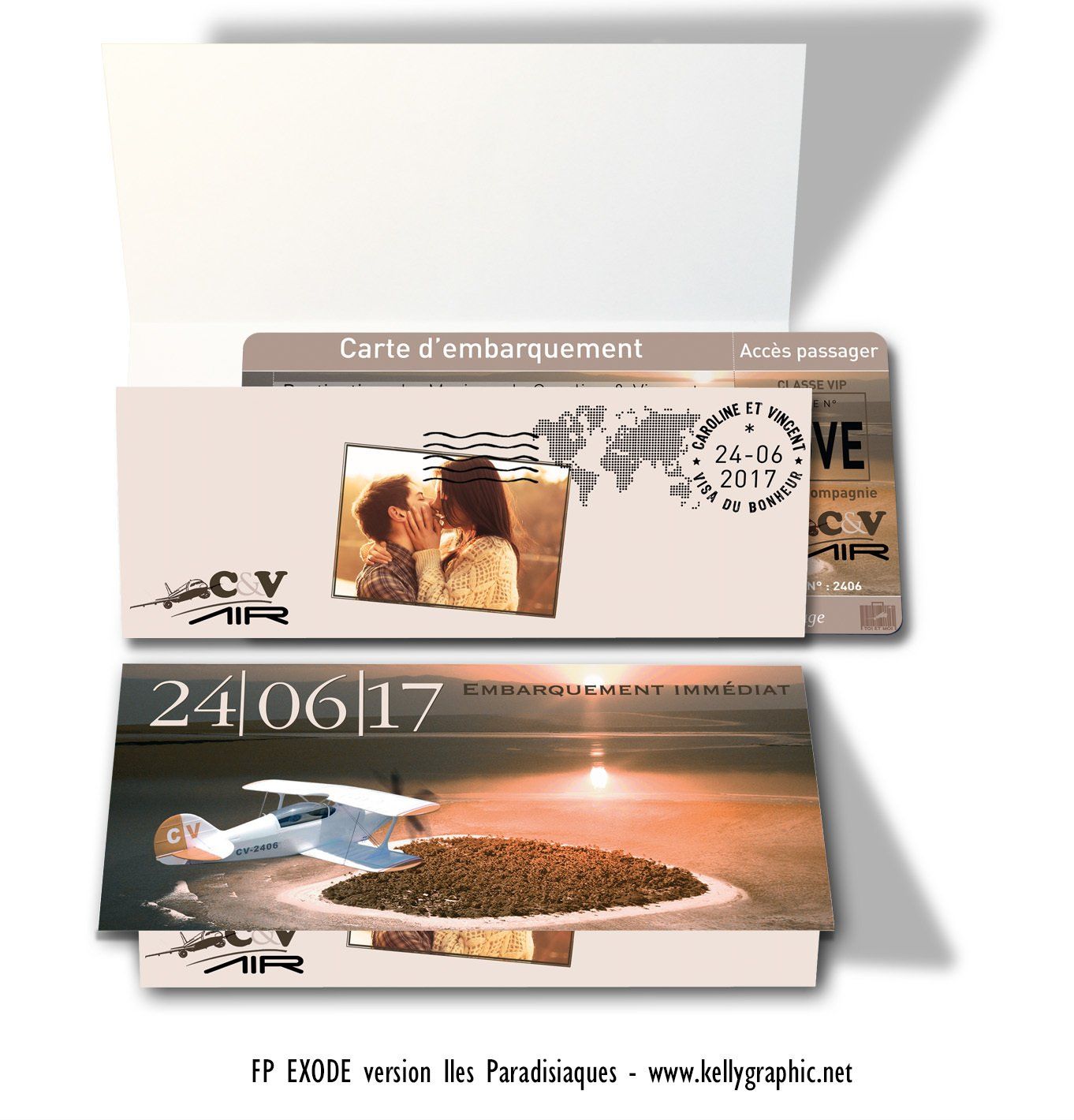 faire-part mariage, voyage, carte embarquement faire-part mariage voyage, billet avion et pochette