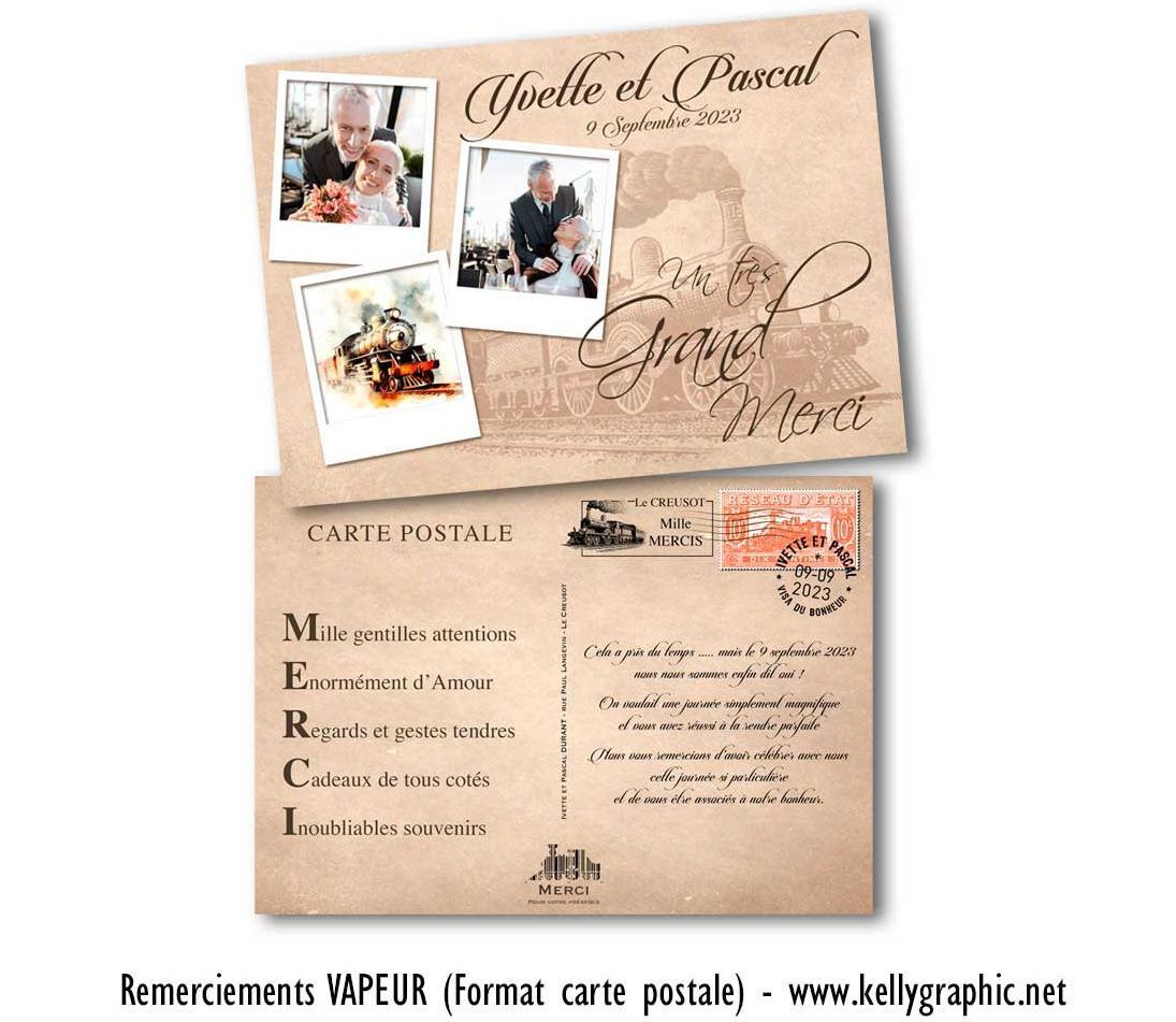 Remerciements mariage vintage train vapeur Remerciements mariage vintage train vapeur