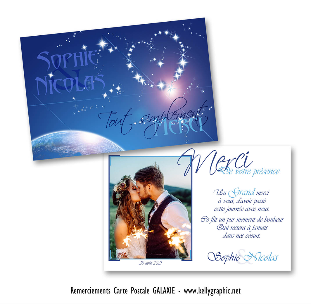 Remerciements mariage : Étoiles Coeur Remerciements mariage : Étoiles Coeur