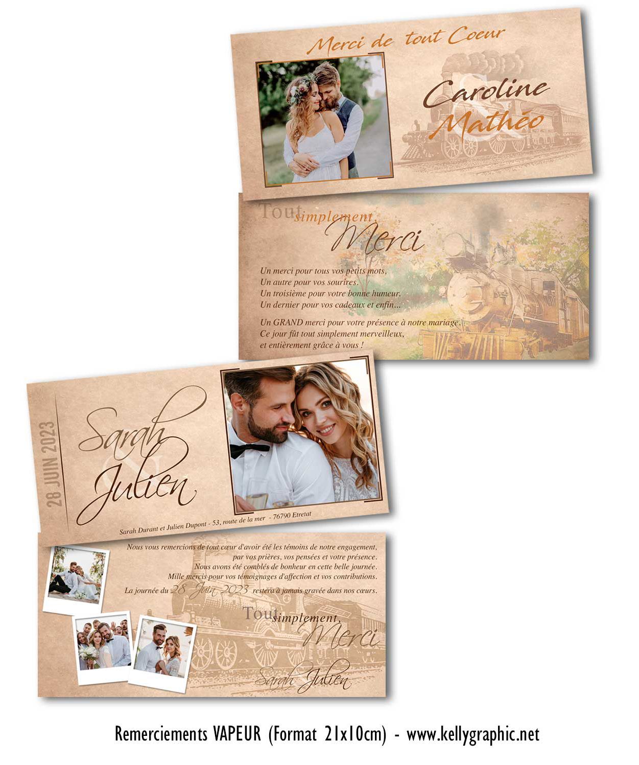 Remerciements mariage vintage train vapeur Remerciements mariage vintage train vapeur