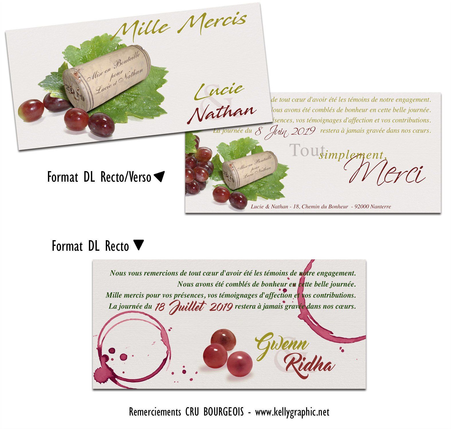 cartes remerciements mariage vin raisin cartes remerciements mariage vin raisin